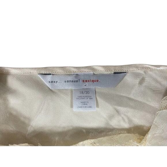Cacique Lane Bryant Lingerie Babydoll Slip Dress 18/20 Sheer Satin Lace Ivory - Picture 2 of 11